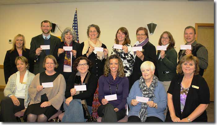 Recipients of Zonta Local Service Grants at check presentation, November 2011