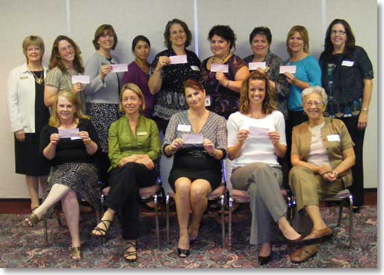 Recipients of Zonta Local Service Grants at check presentation, September 2009